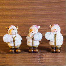 Керамическая фигурка Дед Мороз, Снеговик и Олененок 10*9*13 см